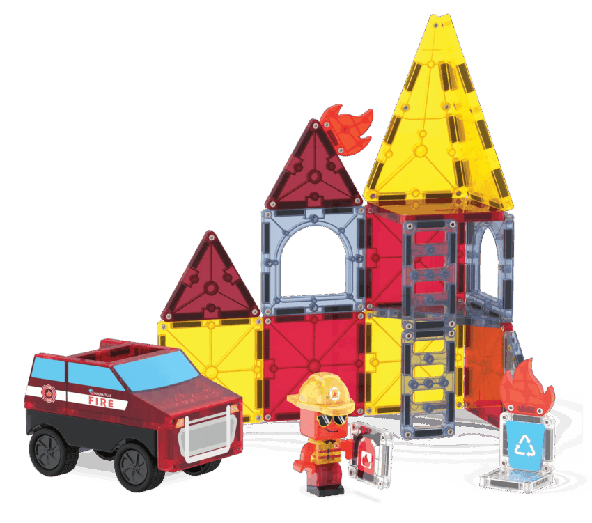 magna tiles fire station 27 piece