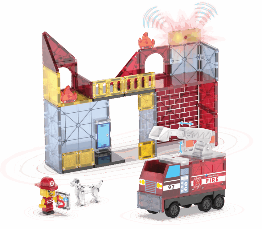 magna tiles fire station 50 piece