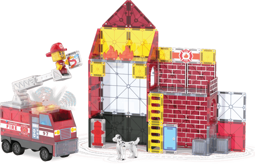 magna tiles fire station 50 piece