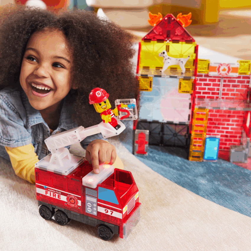 magna tiles fire station 50 piece