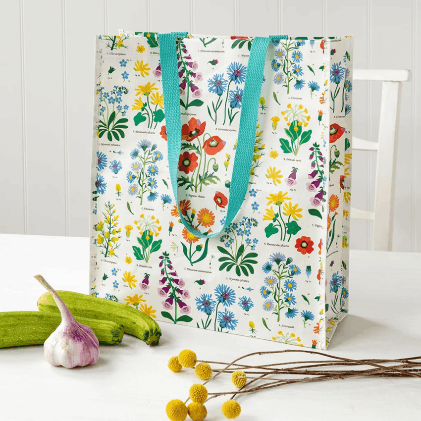recycled shopping bag wild flowers