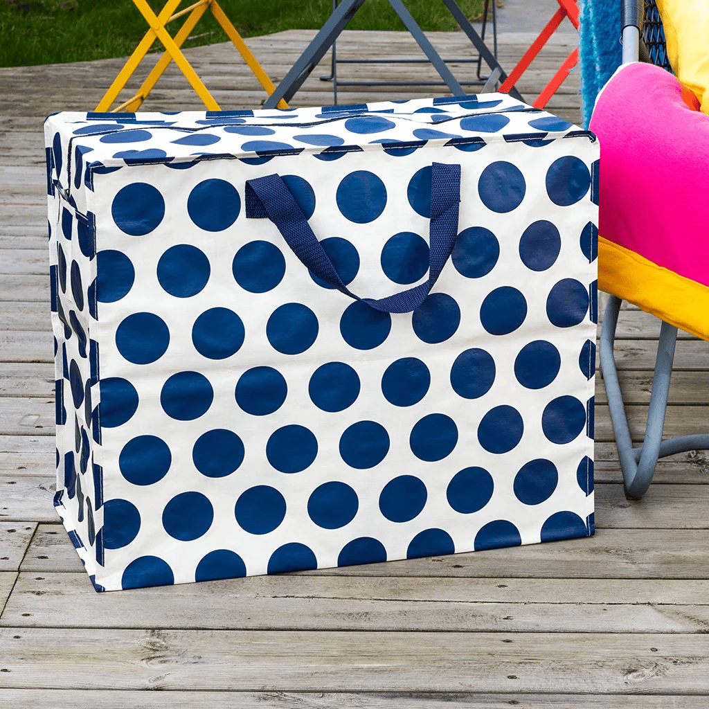 jumbo bag navy on white spots