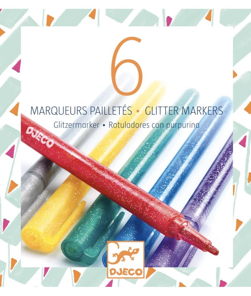 6 glitter viltstiften