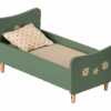 maileg wooden bed mini, green