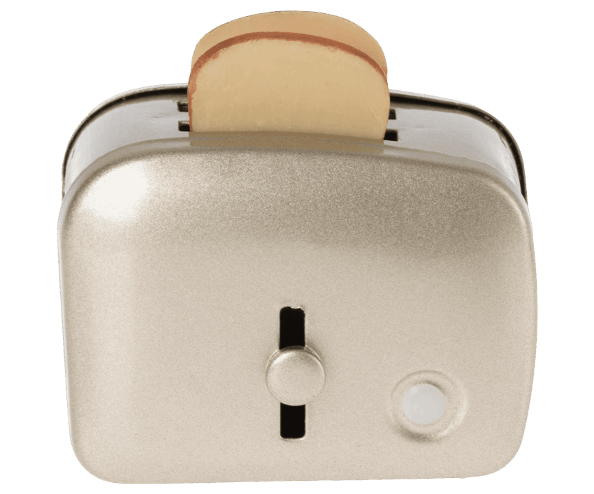 maileg miniature toaster & bread silver