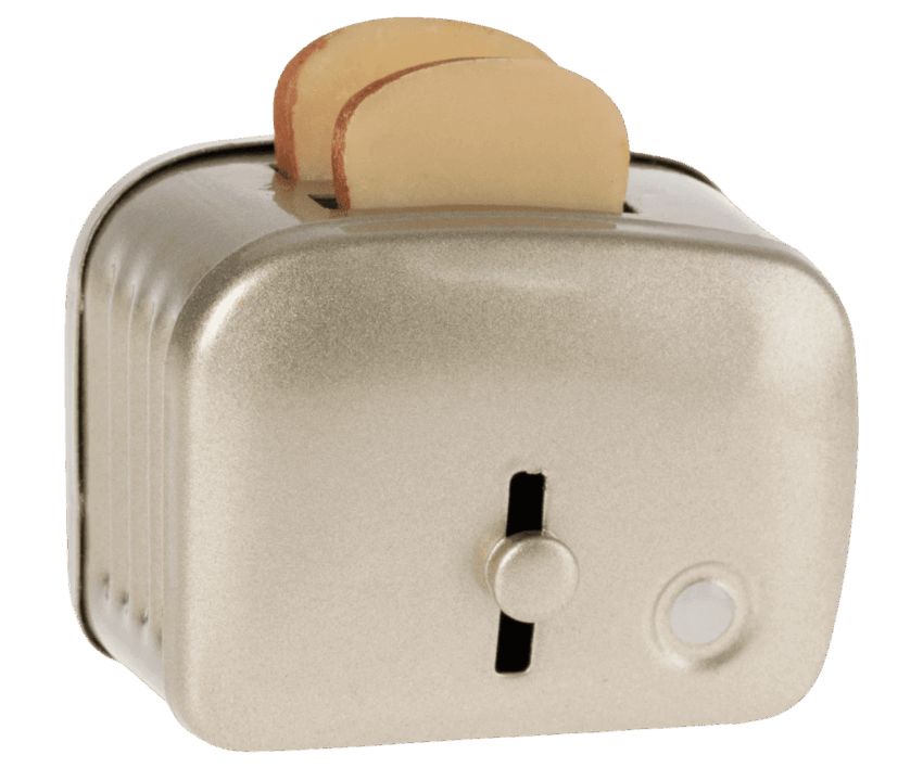 maileg miniature toaster & bread silver