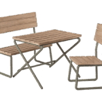 maileg garden set miniature table with bench and chair