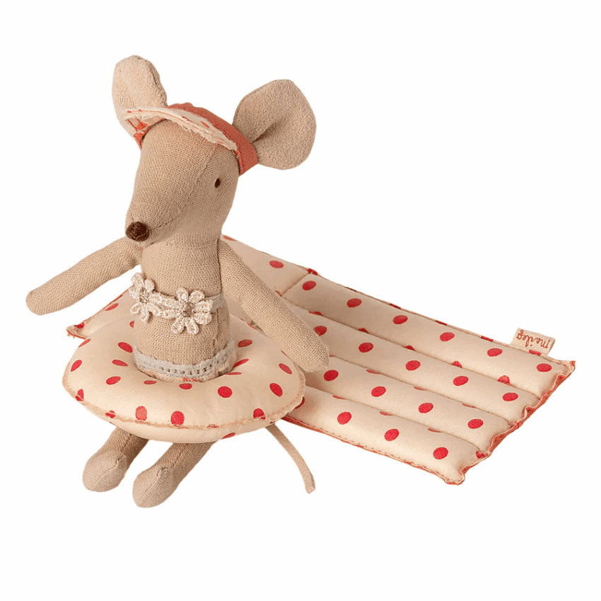maileg float, small mouse red dots