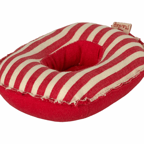 maileg rubber boat, small mouse red stripe