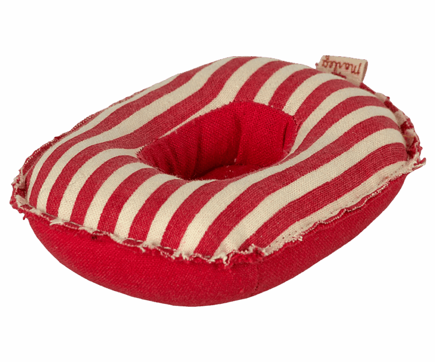 maileg rubber boat, small mouse red stripe