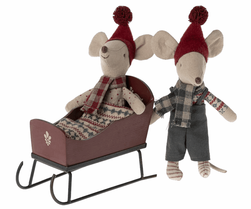 maileg sleigh, mouse red