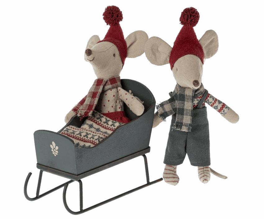 maileg sleigh, mouse green