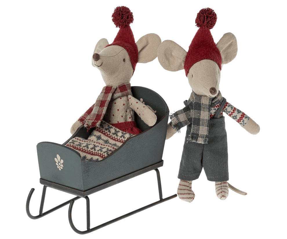 maileg sleigh, mouse green