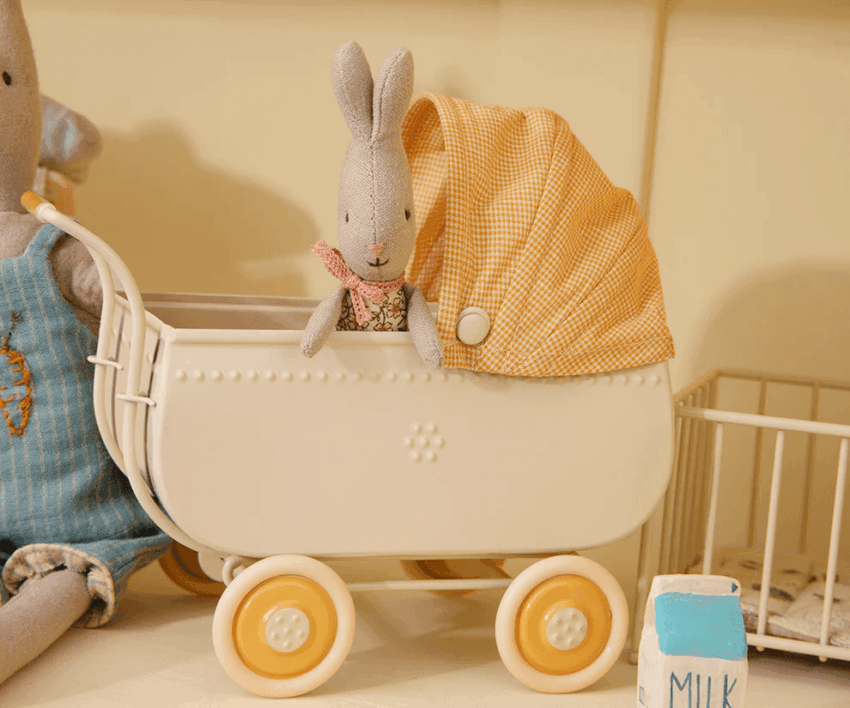 maileg pram, micro yellow
