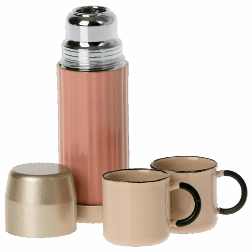maileg thermos & cups mouse soft coral