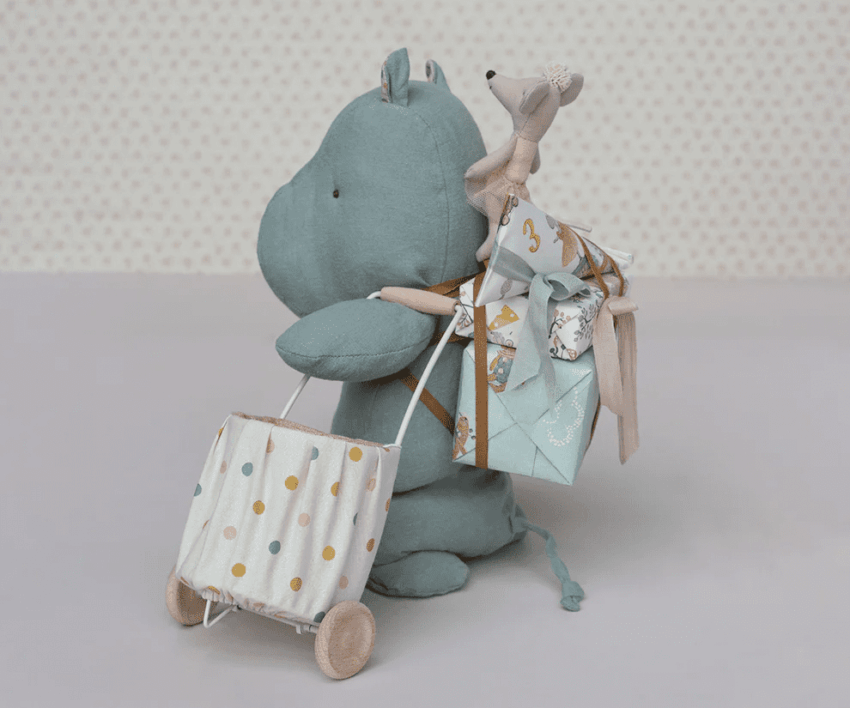 maileg miniature trolley, mini multy dots