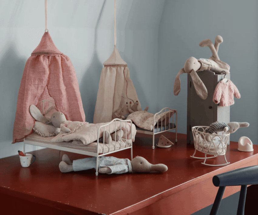maileg miniature bed canopy mint