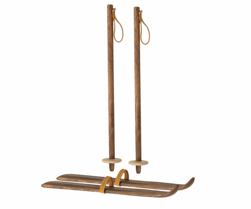 maileg ski and ski poles, mum & dad mouse