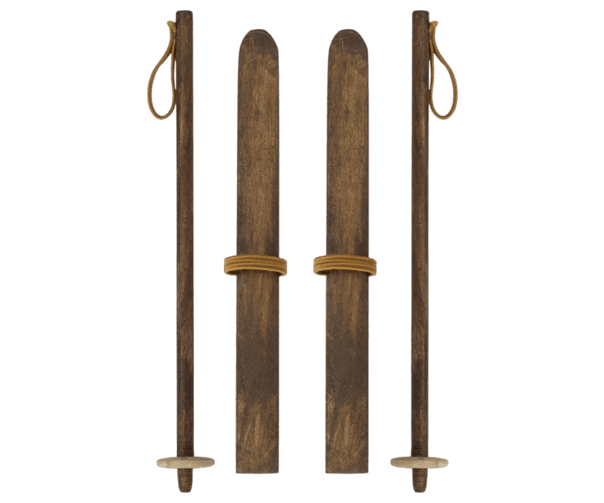maileg ski and ski poles, mum & dad mouse