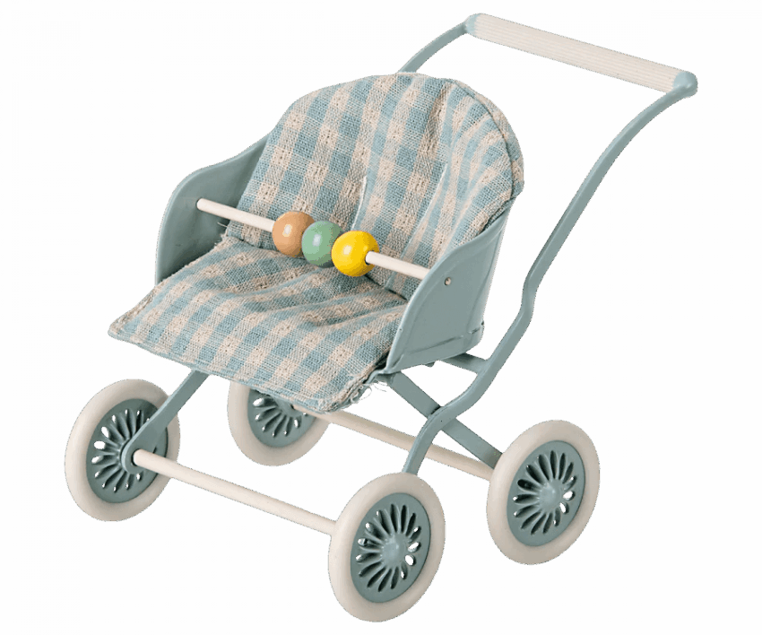 maileg stroller, baby mouse mint