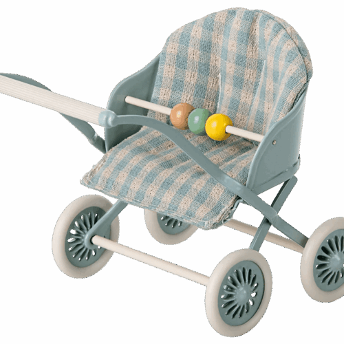 maileg stroller, baby mouse mint