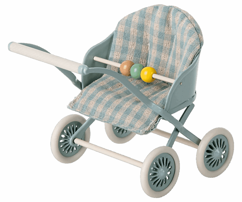 maileg stroller, baby mouse mint