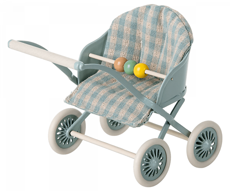 maileg stroller, baby mouse mint