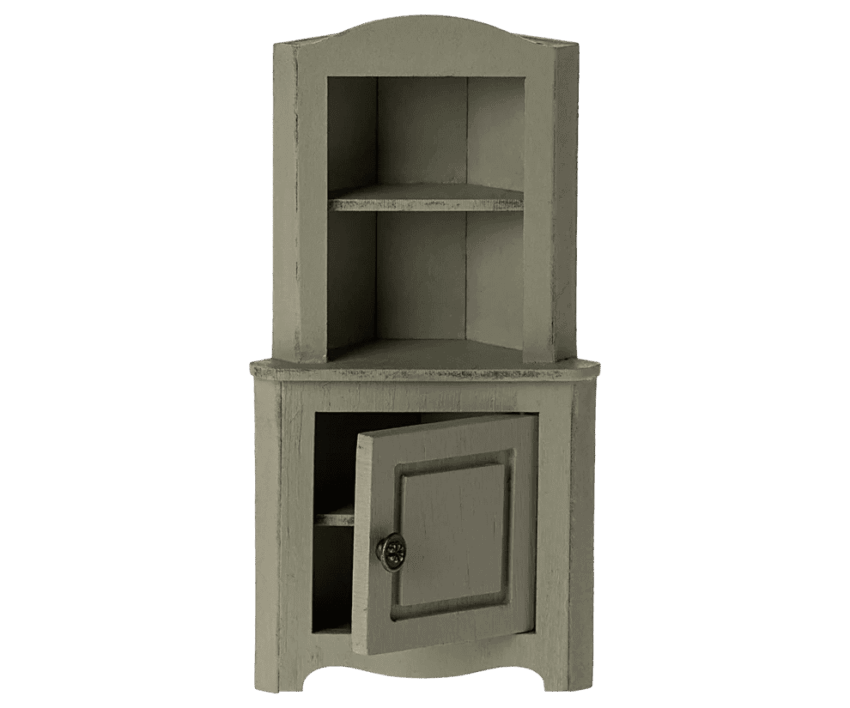 maileg corner cabinet mouse light green