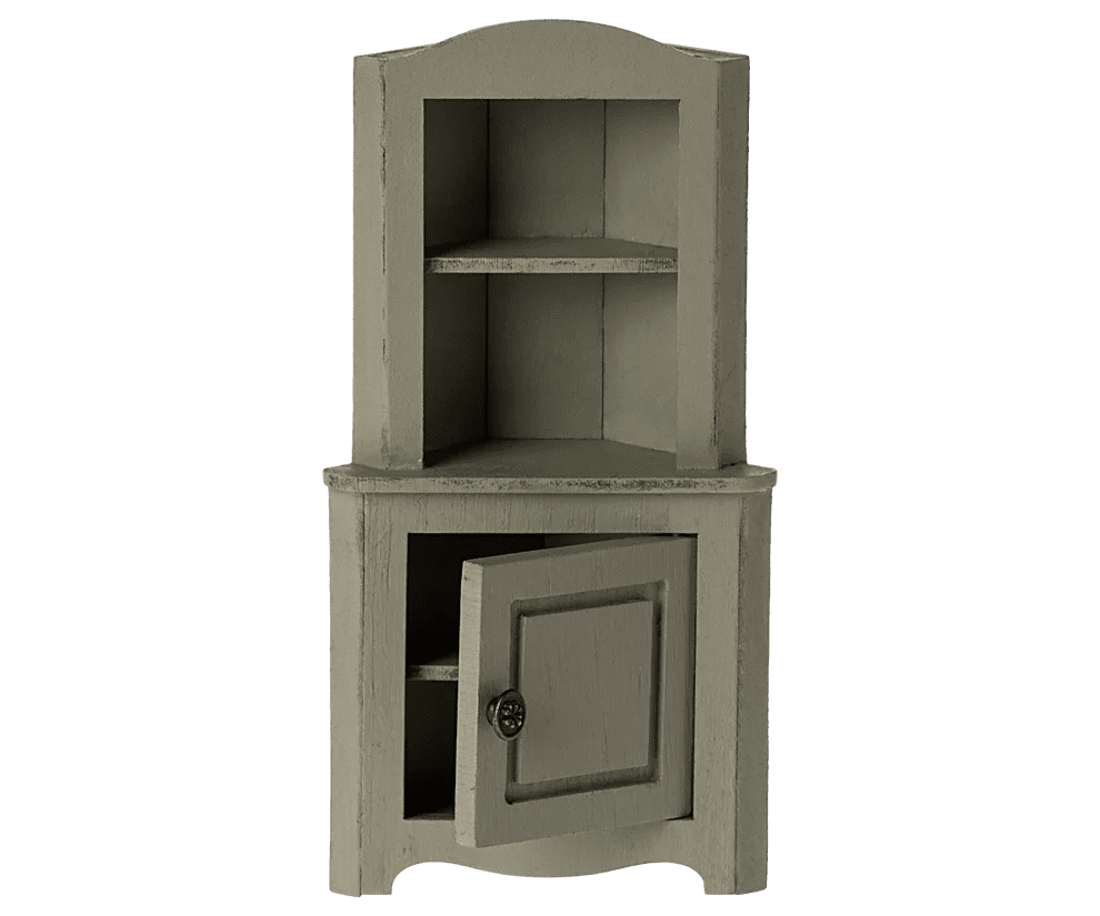 maileg corner cabinet mouse light green