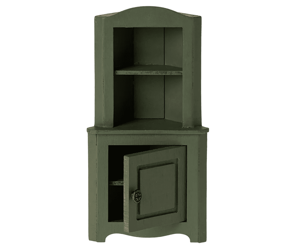 maileg corner cabinet mouse dark green