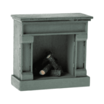 maileg fireplace vintage with light blue