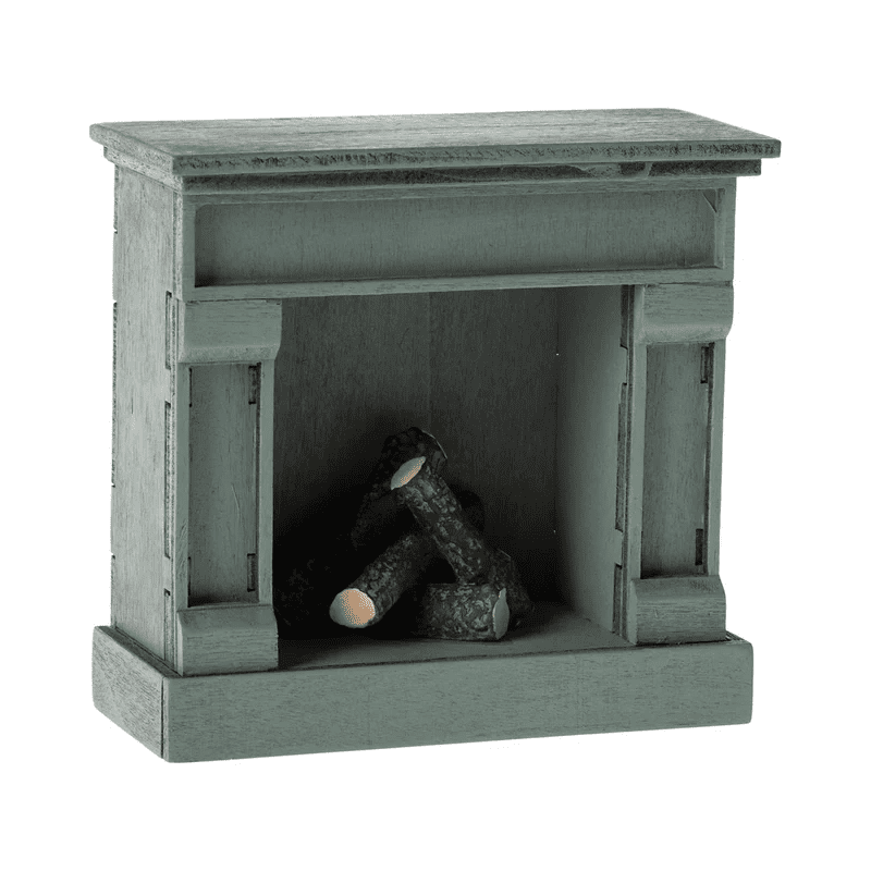 maileg fireplace vintage with light blue
