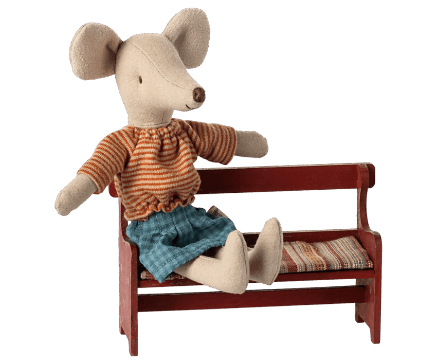 maileg bench mouse red
