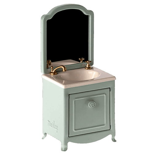 maileg sink dresser with mirror, mint