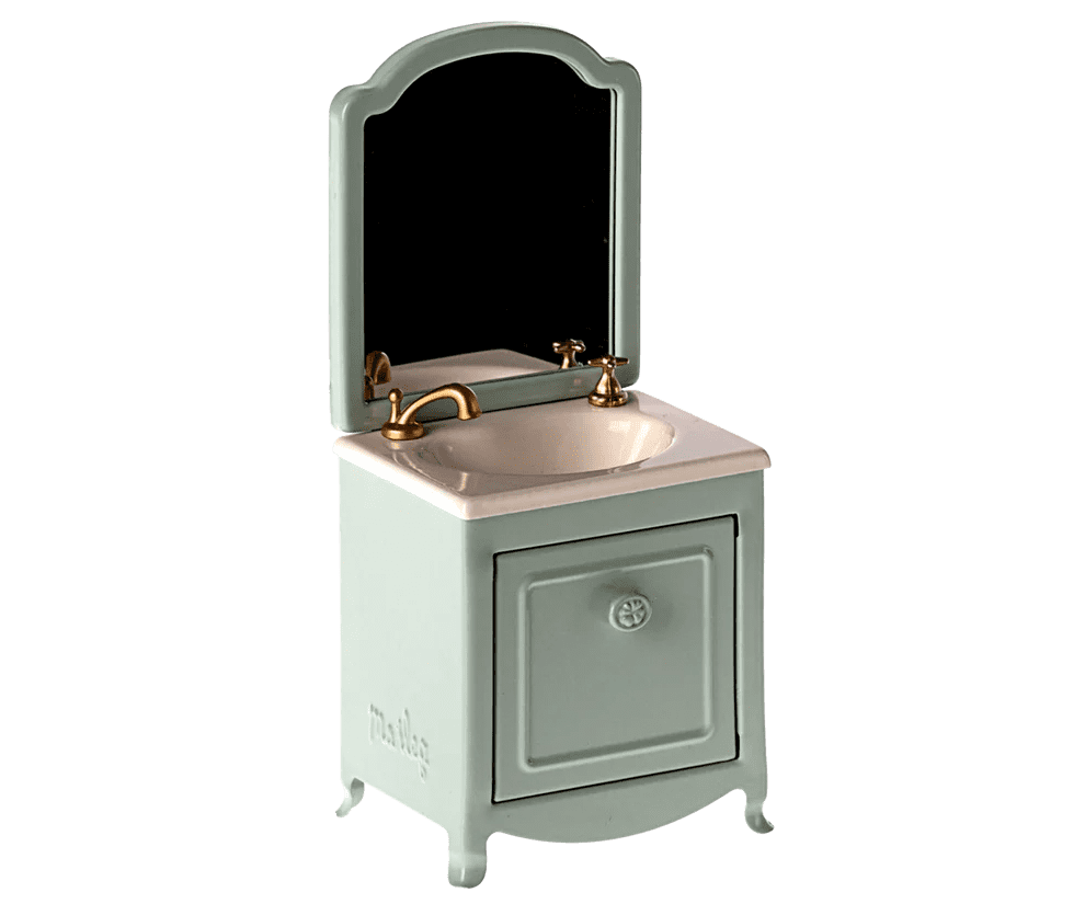 maileg sink dresser with mirror, mint