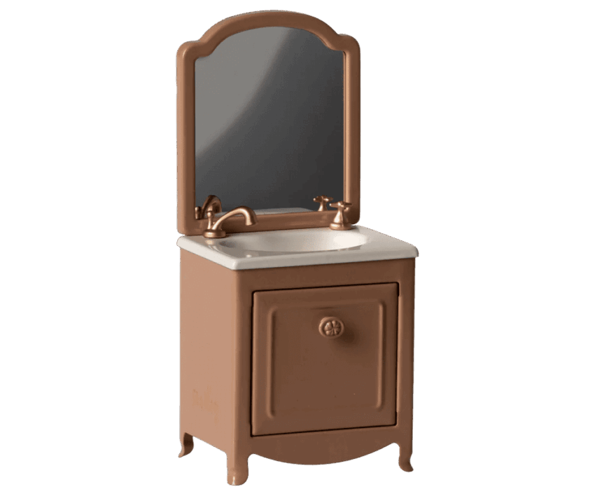 maileg sink dresser with mirror, dark powder