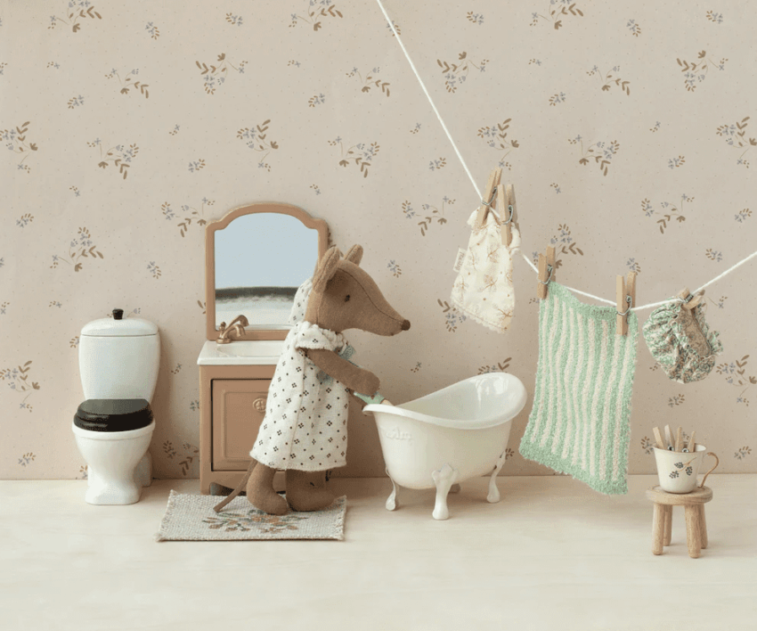 maileg sink dresser with mirror, dark powder