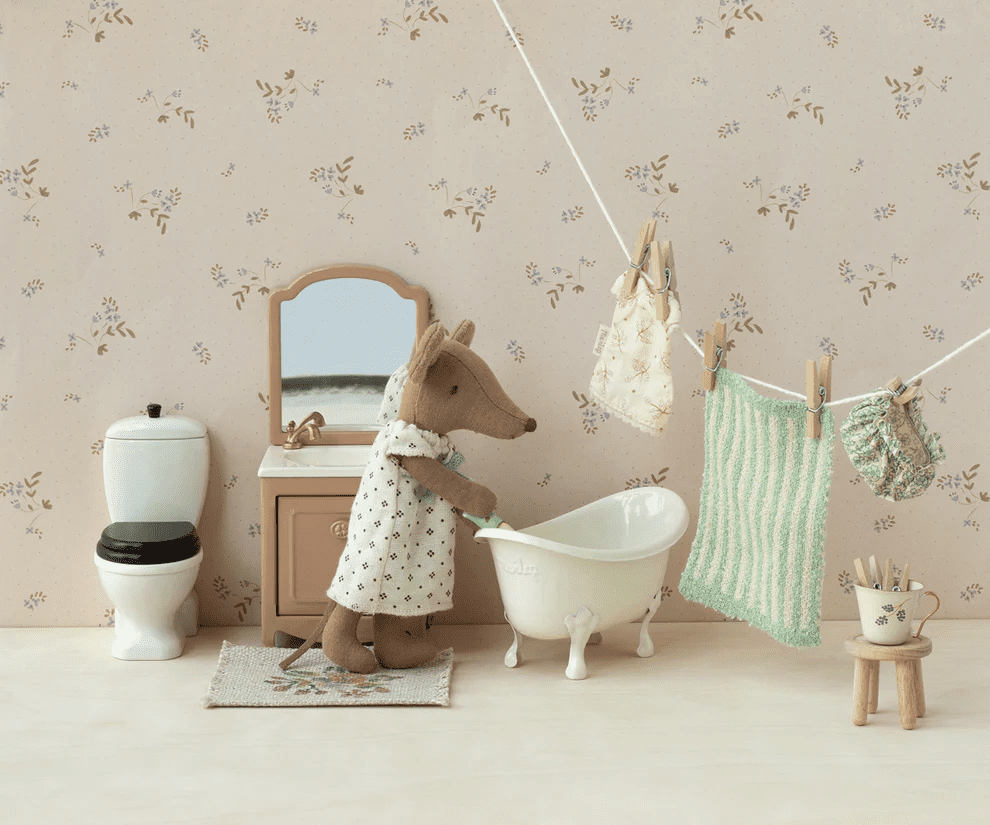 maileg sink dresser with mirror, dark powder