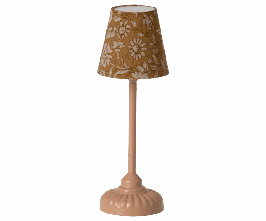 maileg vintage floor lamp with light, mouse dark powder