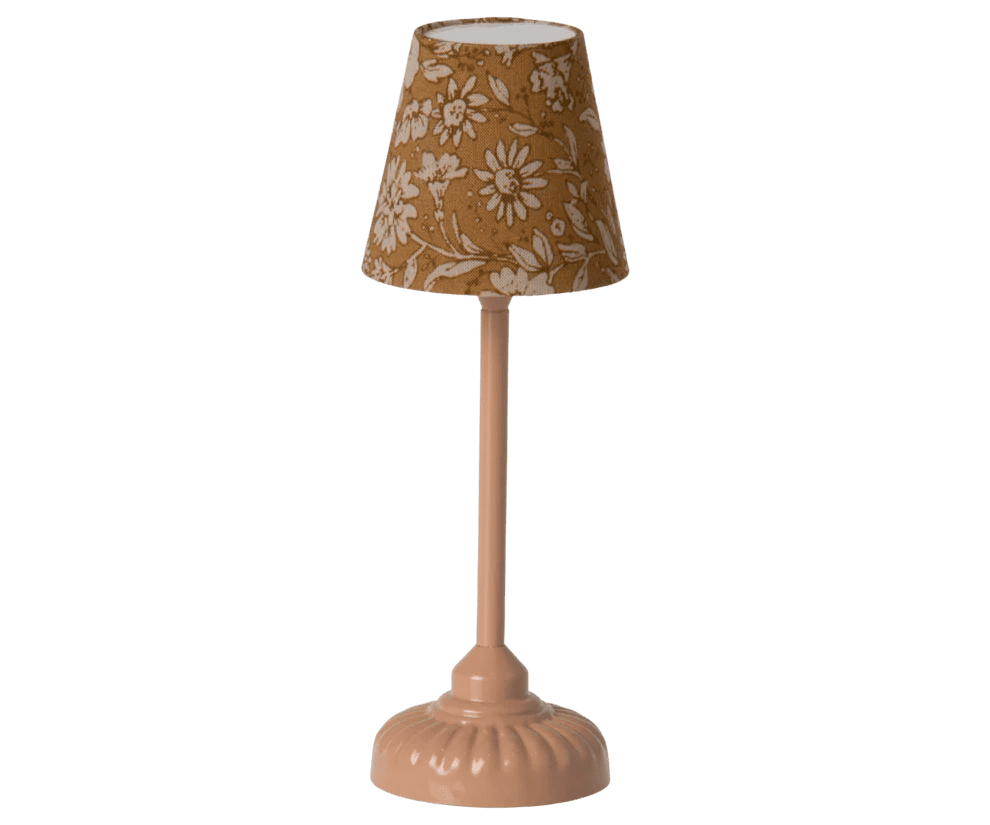 maileg vintage floor lamp with light, mouse dark powder