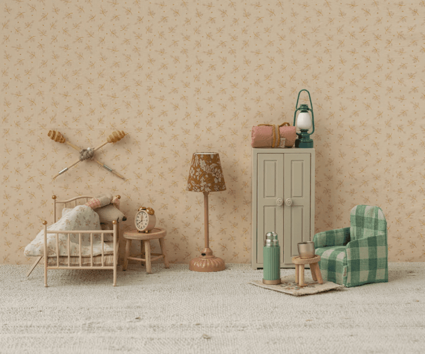 maileg vintage floor lamp with light, mouse dark powder