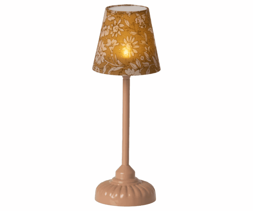 maileg vintage floor lamp with light, mouse dark powder