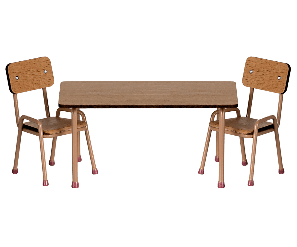 maileg table & chair set mouse dark powder