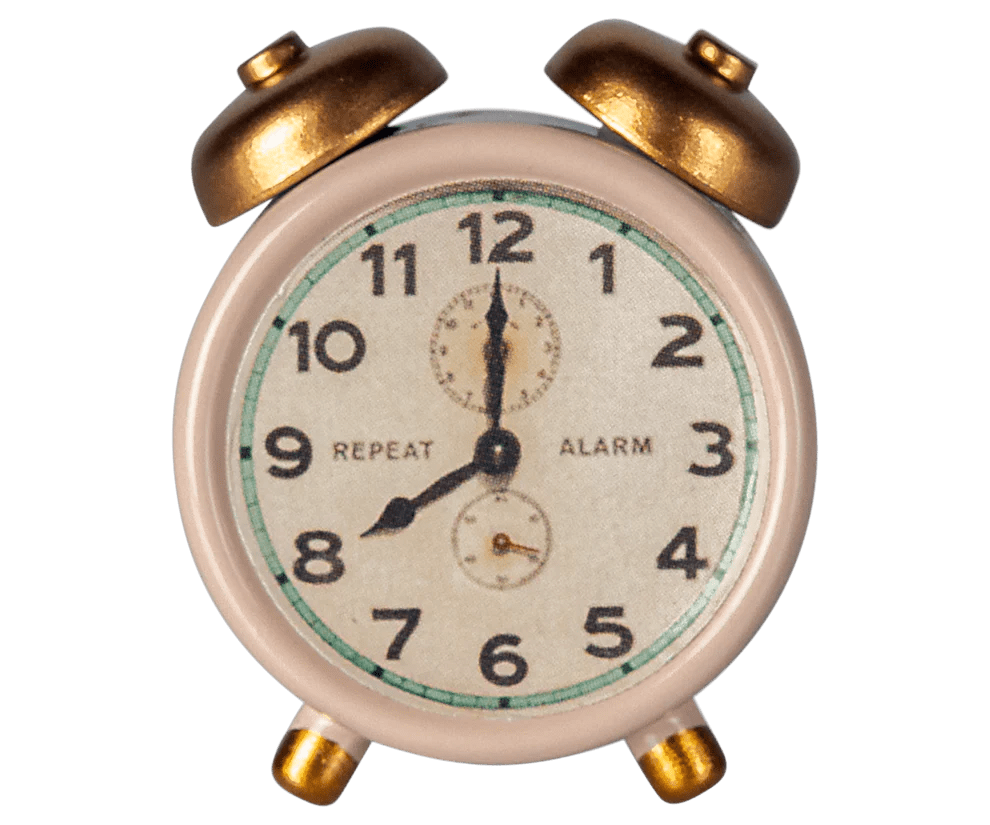 maileg alarm clock, mouse powder