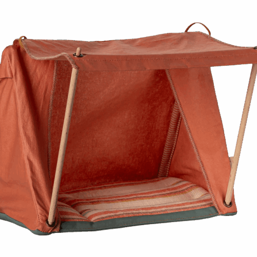 maileg happy camper tent, mouse orange