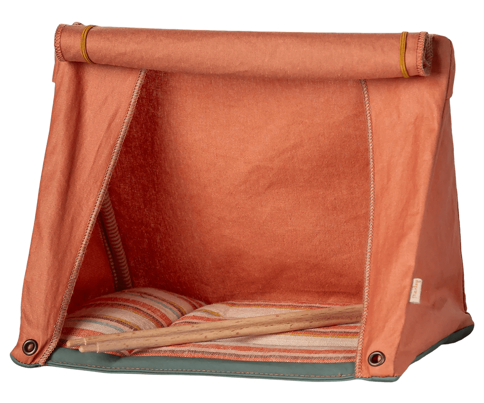 maileg happy camper tent, mouse orange