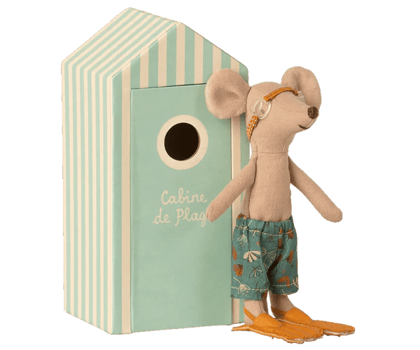 maileg beach mouse, big brother in cabin