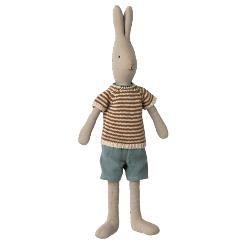 maileg rabbit size 3, classic knitted shirt and shorts 47cm