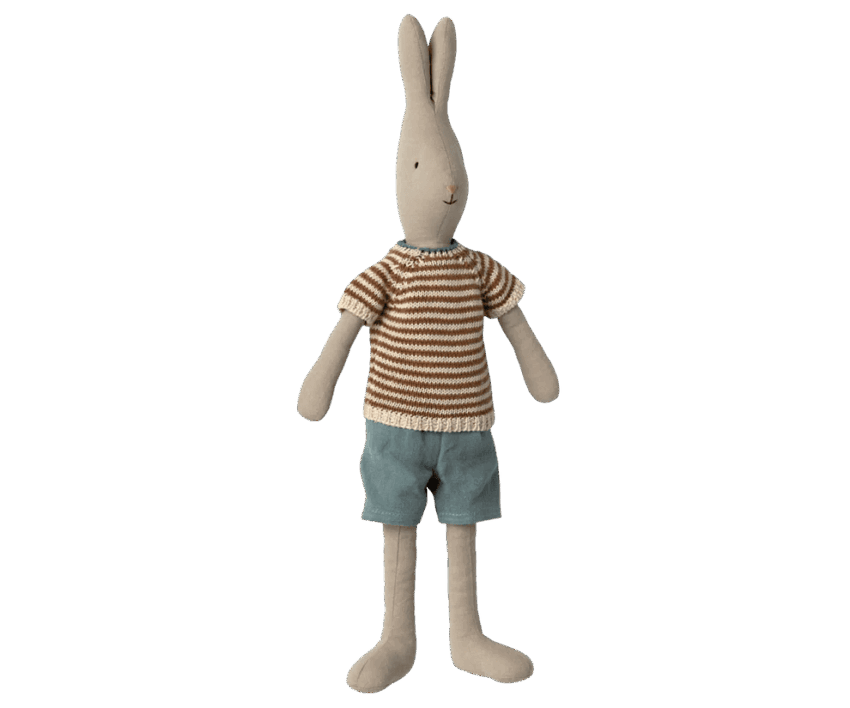 maileg rabbit size 3, classic knitted shirt and shorts 47cm