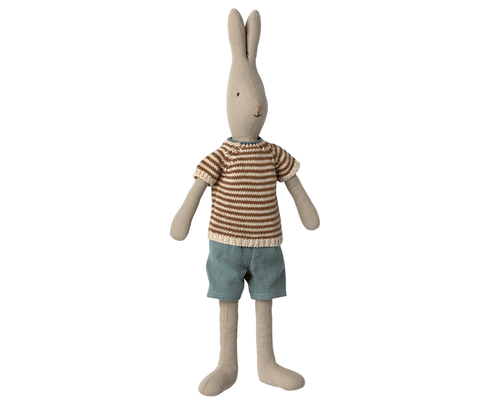 maileg rabbit size 3, classic knitted shirt and shorts 47cm